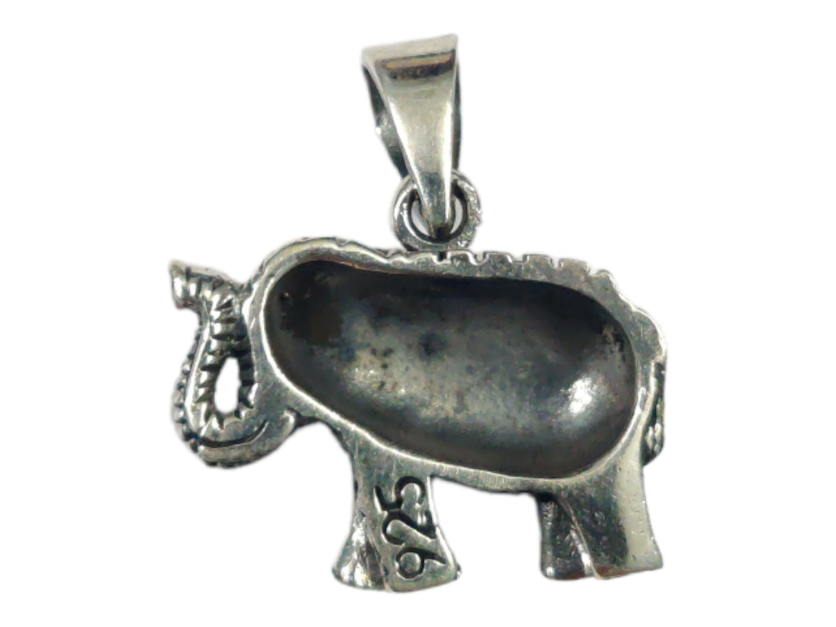 Sterling Silver Elephant Charm Pendant Necklace, Intricate Animal Jewelry, Symbol of Luck