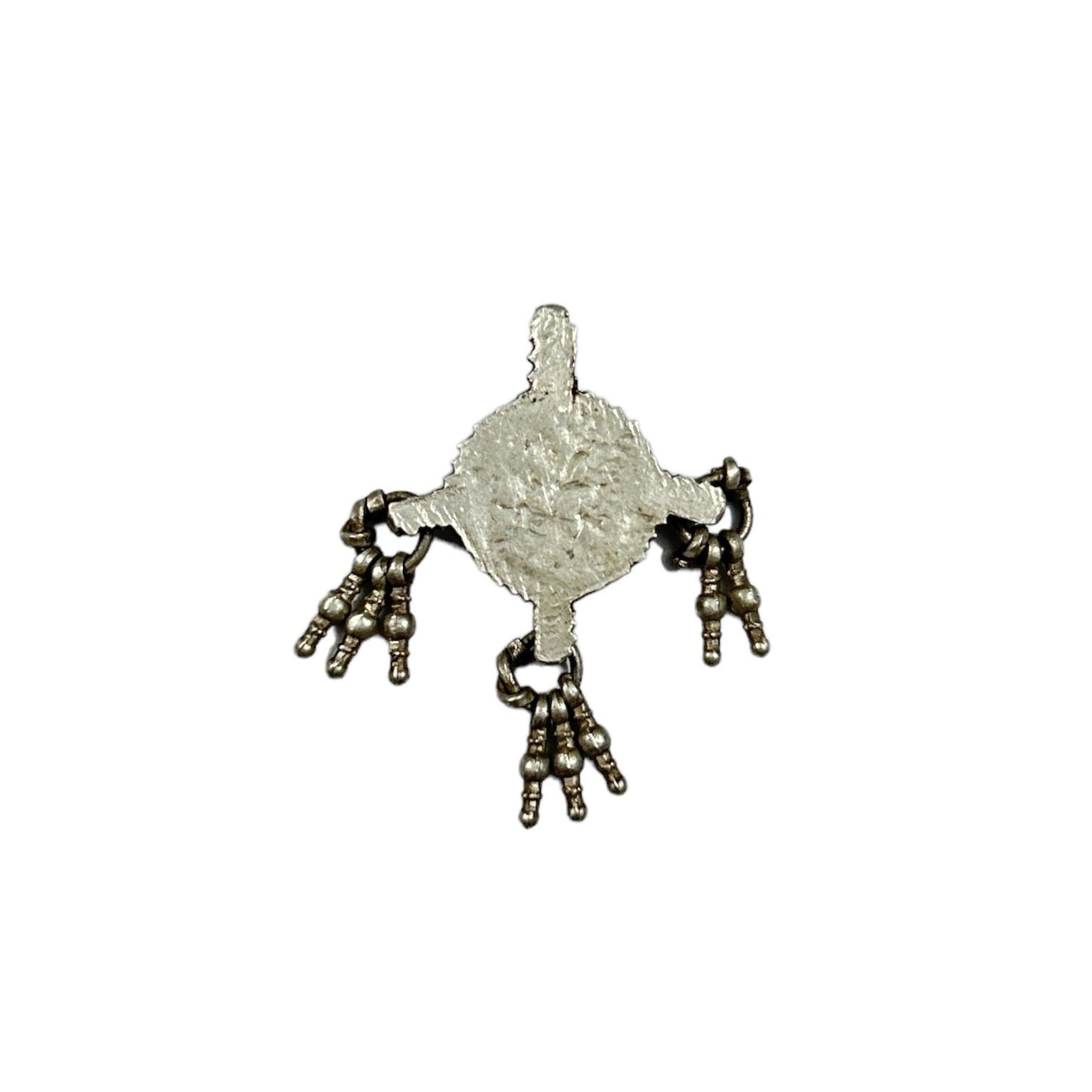 Vintage Tribal Old High Grade Silver Pendant with Glass Stones, Handmade Jewelry