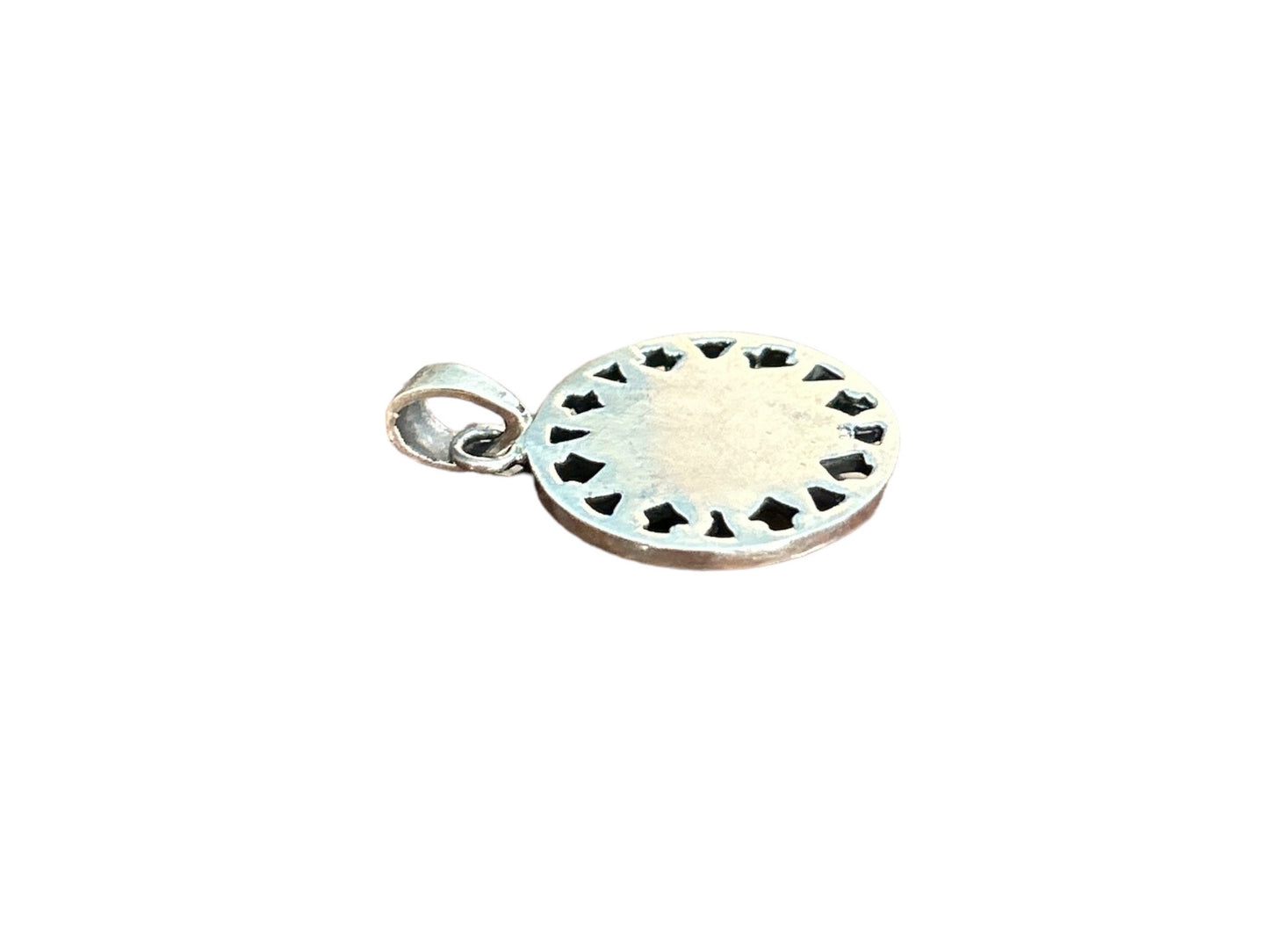 Handmade 925 Sterling Silver Sun Face Pendant Necklace