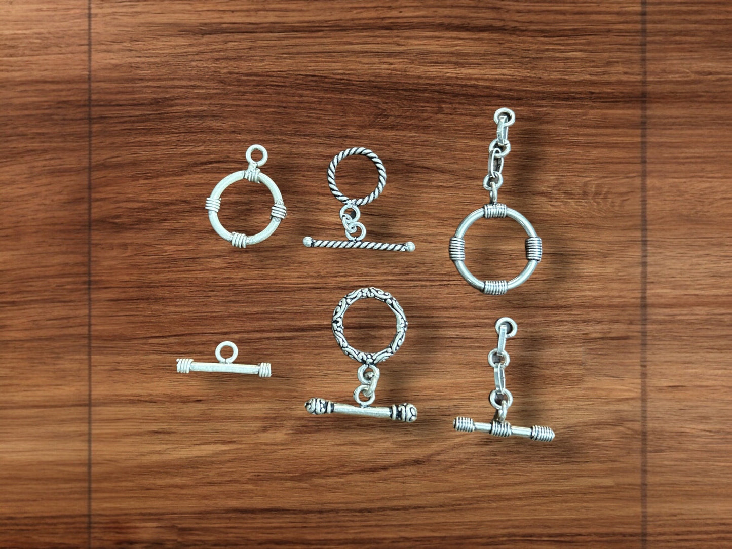Handmade 925 Sterling Silver Oxidized Toggle Clasp Set for Jewelry Making, Vintage Style Findings, Durable Silver Craft Components