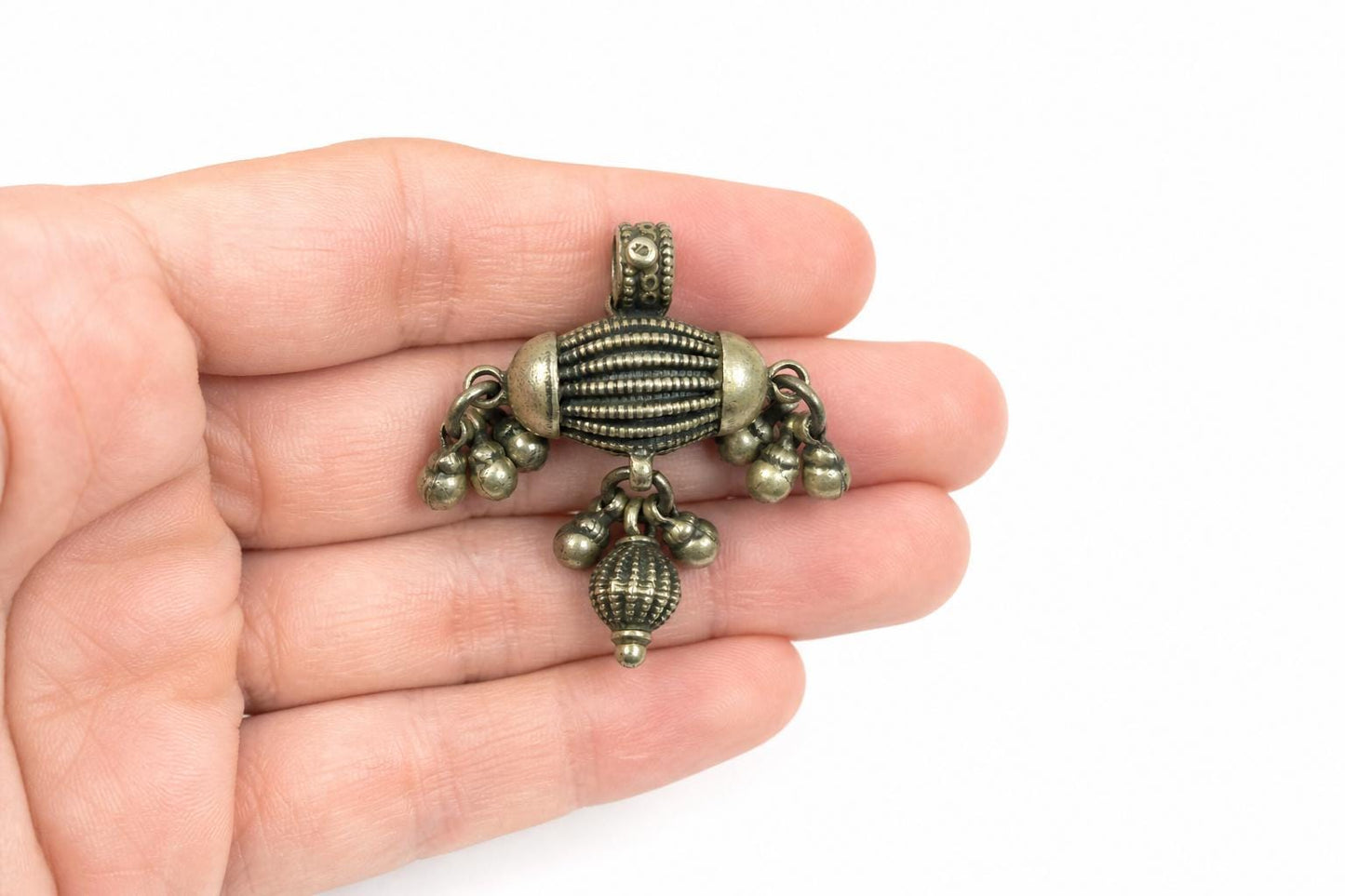 925 Sterling Silver Ganesha Pendant Oxidized Vintage Lord Ganesha Barrel Tribal Ethnic Jewelry Ganpati Elephant God Spiritual Gift