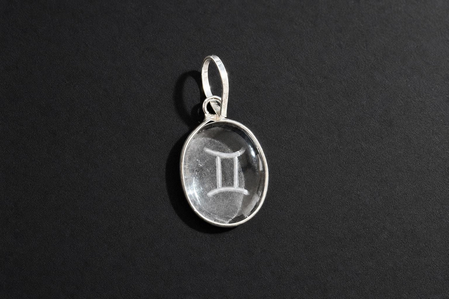 Sphatik Engraved Zodiac Pendant Clear Quartz Zodiac Sign Crystal Astrology Horoscope Pendant Jewelry Zodiac Charm Astrologer Gift