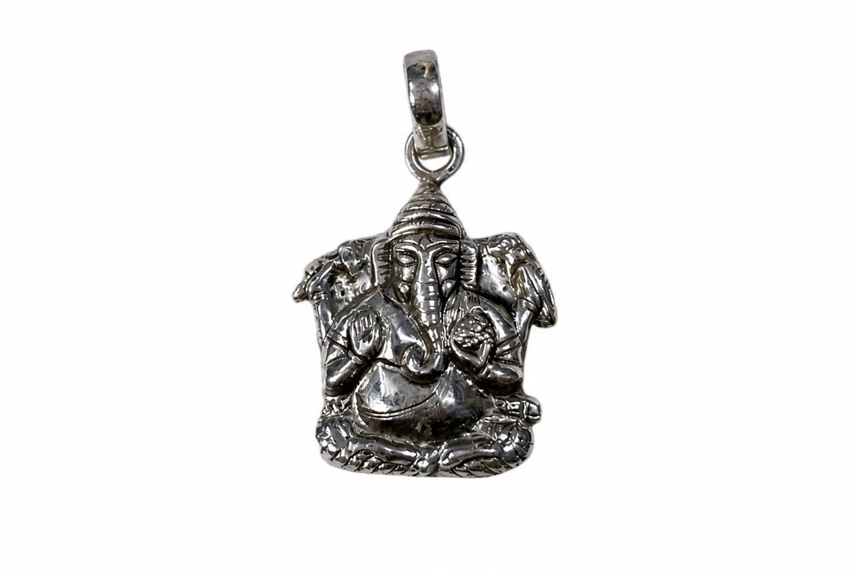 925 Sterling Silver Ganesha Pendant Oxidized Vintage Lord Ganesha Hindu Spiritual Jewelry Ganpati Elephant God Hindu Deity Ganesh