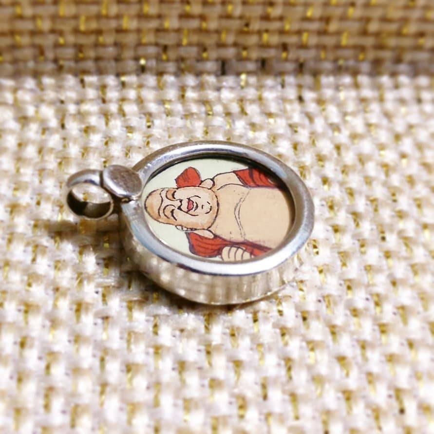 925 Sterling Silver Laughing Buddha Pendant Necklace, Hand-Painted Buddha Charm, Spiritual Good Luck Jewelry