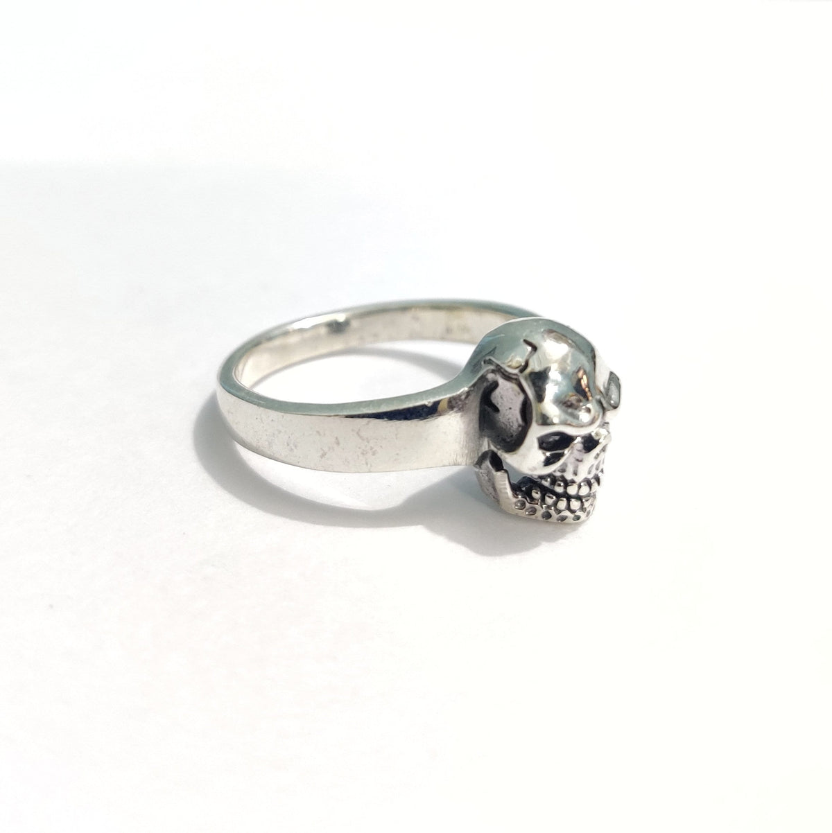 Handmade 925 Sterling Silver Skull Ring, Gothic Biker Punk Jewelry Gift