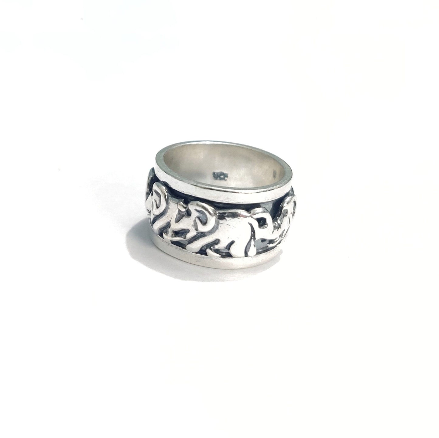 Handmade 925 Sterling Silver Elephant Ring, Spinner/Fidget Elephant Jewelry