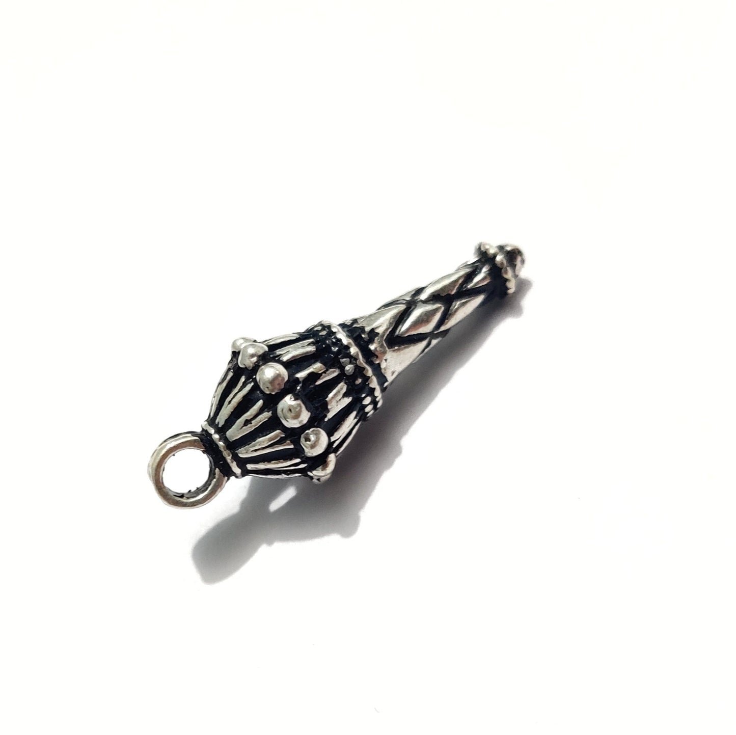 925 Sterling Silver Hanuman Gada Pendant Necklace, Handcrafted Spiritual Jewelry
