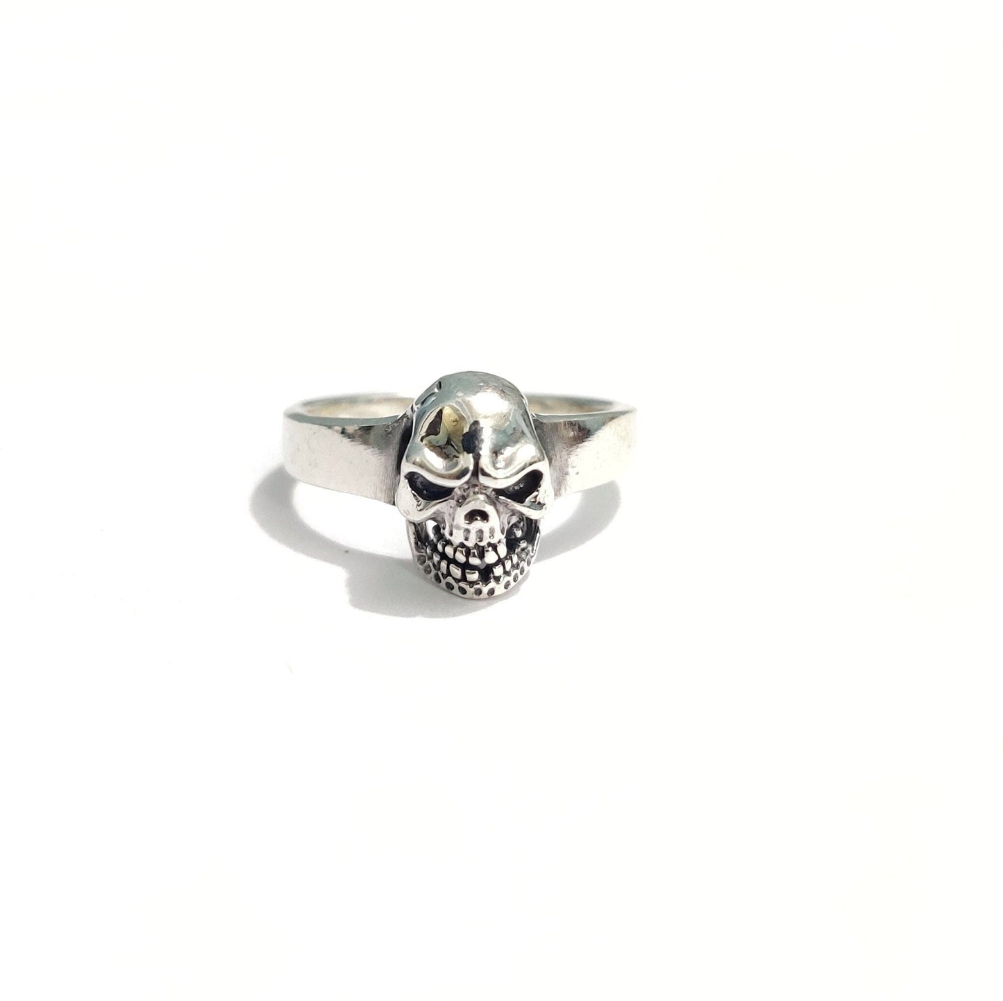 Handmade 925 Sterling Silver Skull Ring, Gothic Biker Punk Jewelry Gift