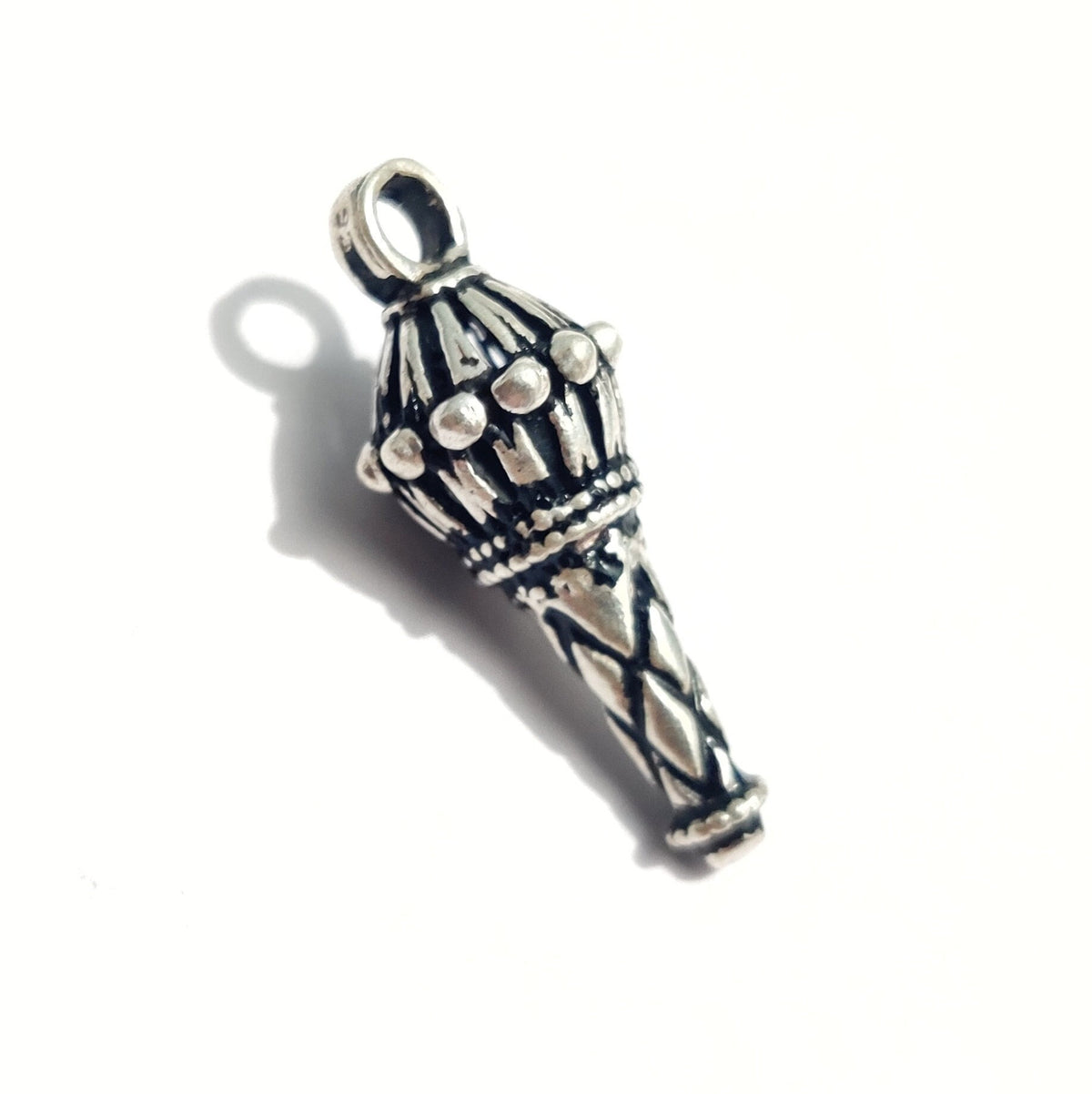 925 Sterling Silver Hanuman Gada Pendant Necklace, Handcrafted Spiritual Jewelry
