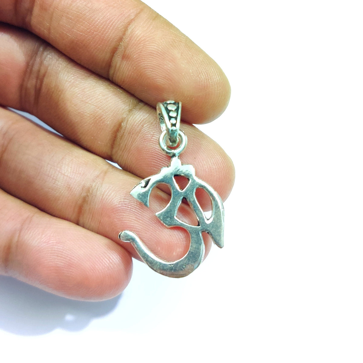 925 Sterling Silver Om Pendant Necklace, Handcrafted Hindu Yoga Symbol Jewelry, Spiritual Good Luck Charm