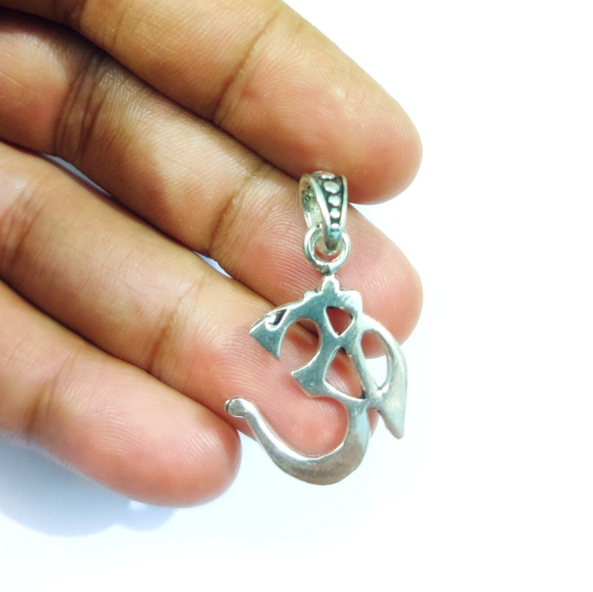 925 Sterling Silver Om Pendant Necklace, Handcrafted Hindu Yoga Symbol Jewelry, Spiritual Good Luck Charm