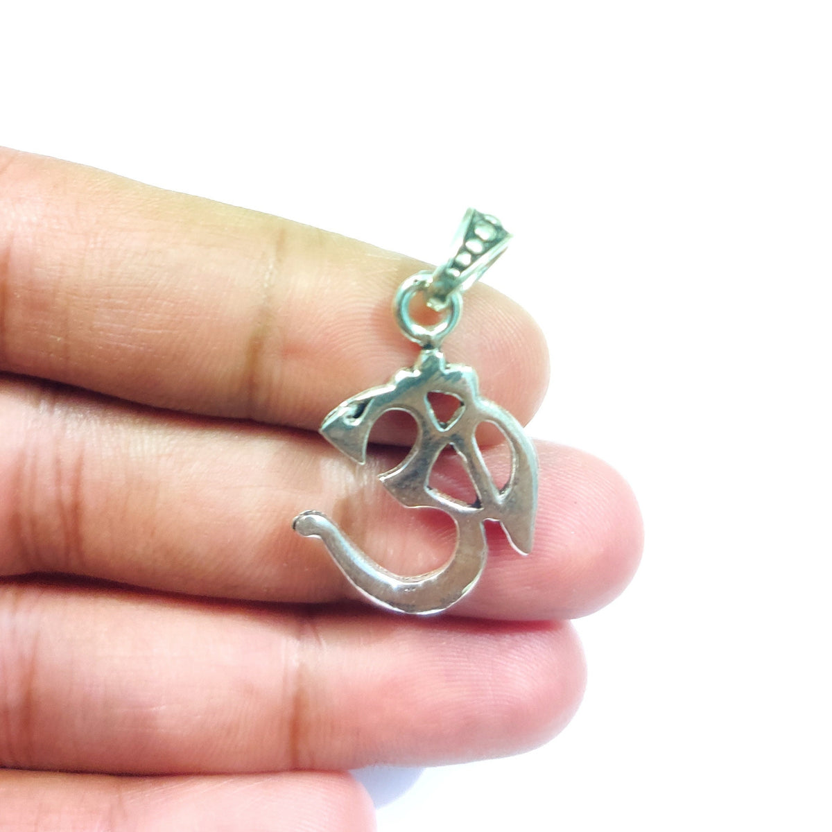 925 Sterling Silver Om Pendant Necklace, Handcrafted Hindu Yoga Symbol Jewelry, Spiritual Good Luck Charm