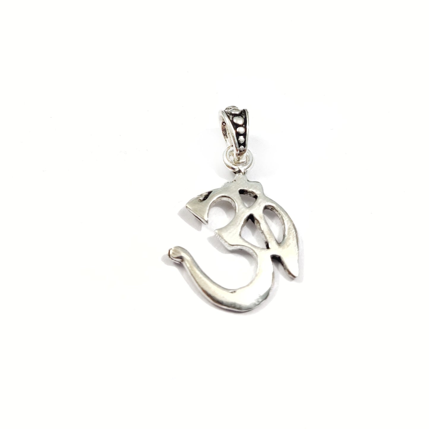 925 Sterling Silver Om Pendant Necklace, Handcrafted Hindu Yoga Symbol Jewelry, Spiritual Good Luck Charm