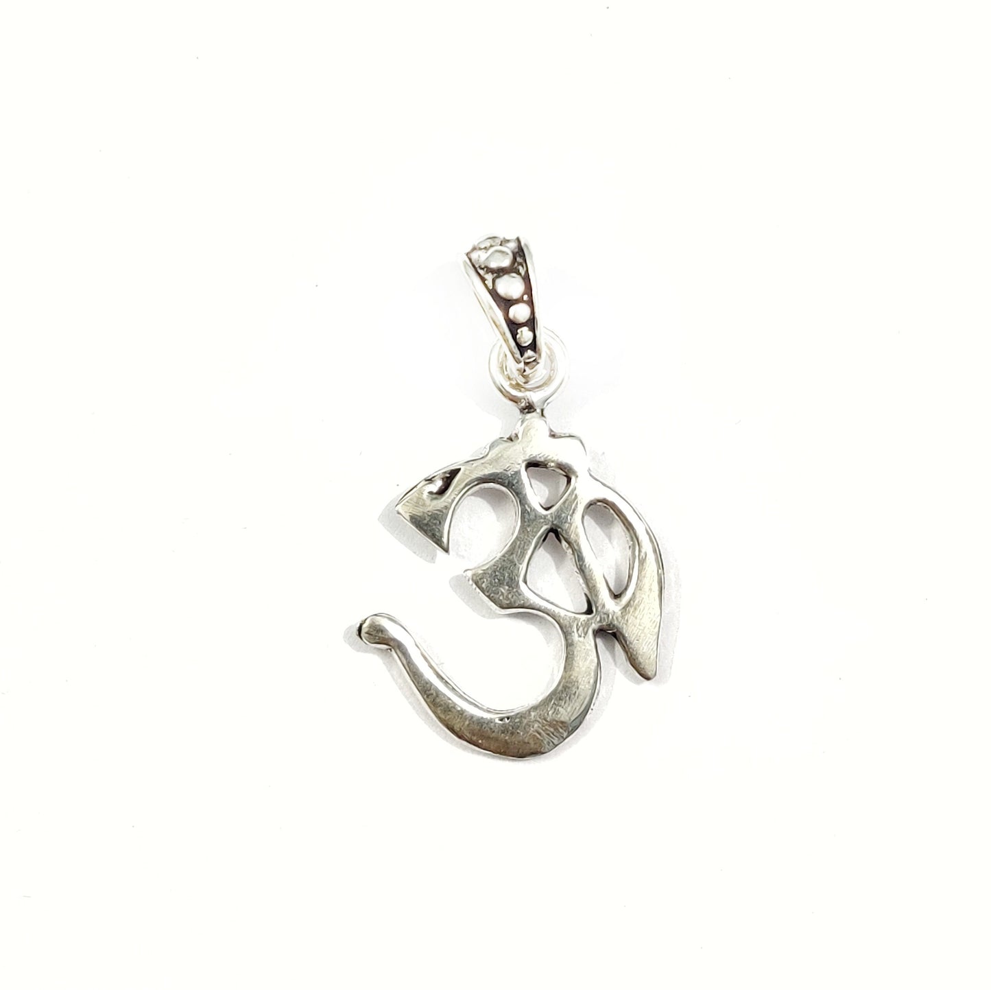 925 Sterling Silver Om Pendant Necklace, Handcrafted Hindu Yoga Symbol Jewelry, Spiritual Good Luck Charm