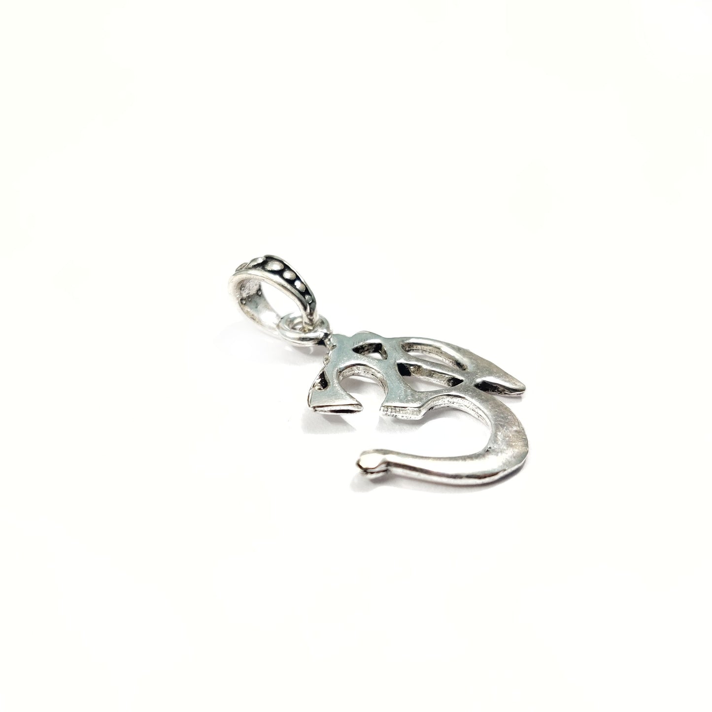 925 Sterling Silver Om Pendant Necklace, Handcrafted Hindu Yoga Symbol Jewelry, Spiritual Good Luck Charm