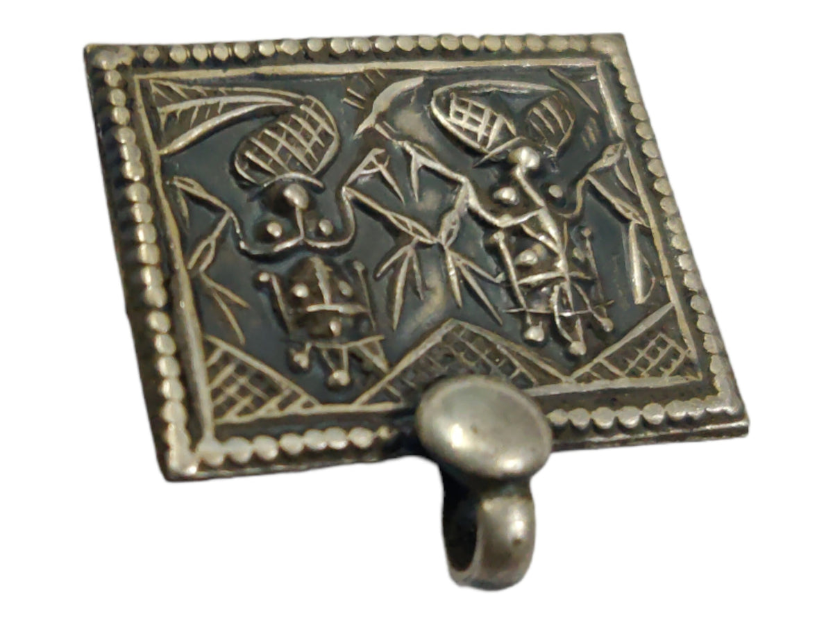 Oxidized Sterling Silver Lakshmi Ganesha Pendant, Tribal Hindu God Amulet, Spiritual Jewelry