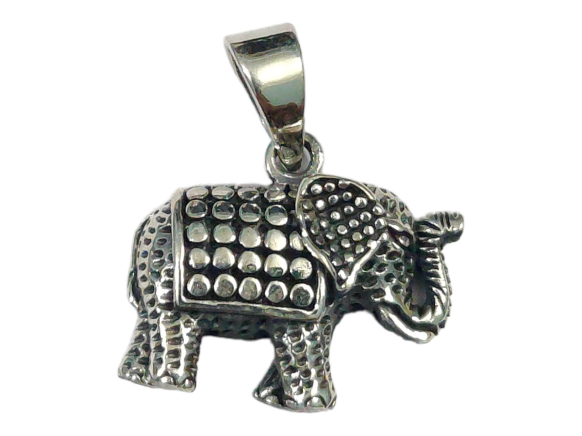 Sterling Silver Elephant Charm Pendant Necklace, Intricate Animal Jewelry, Symbol of Luck
