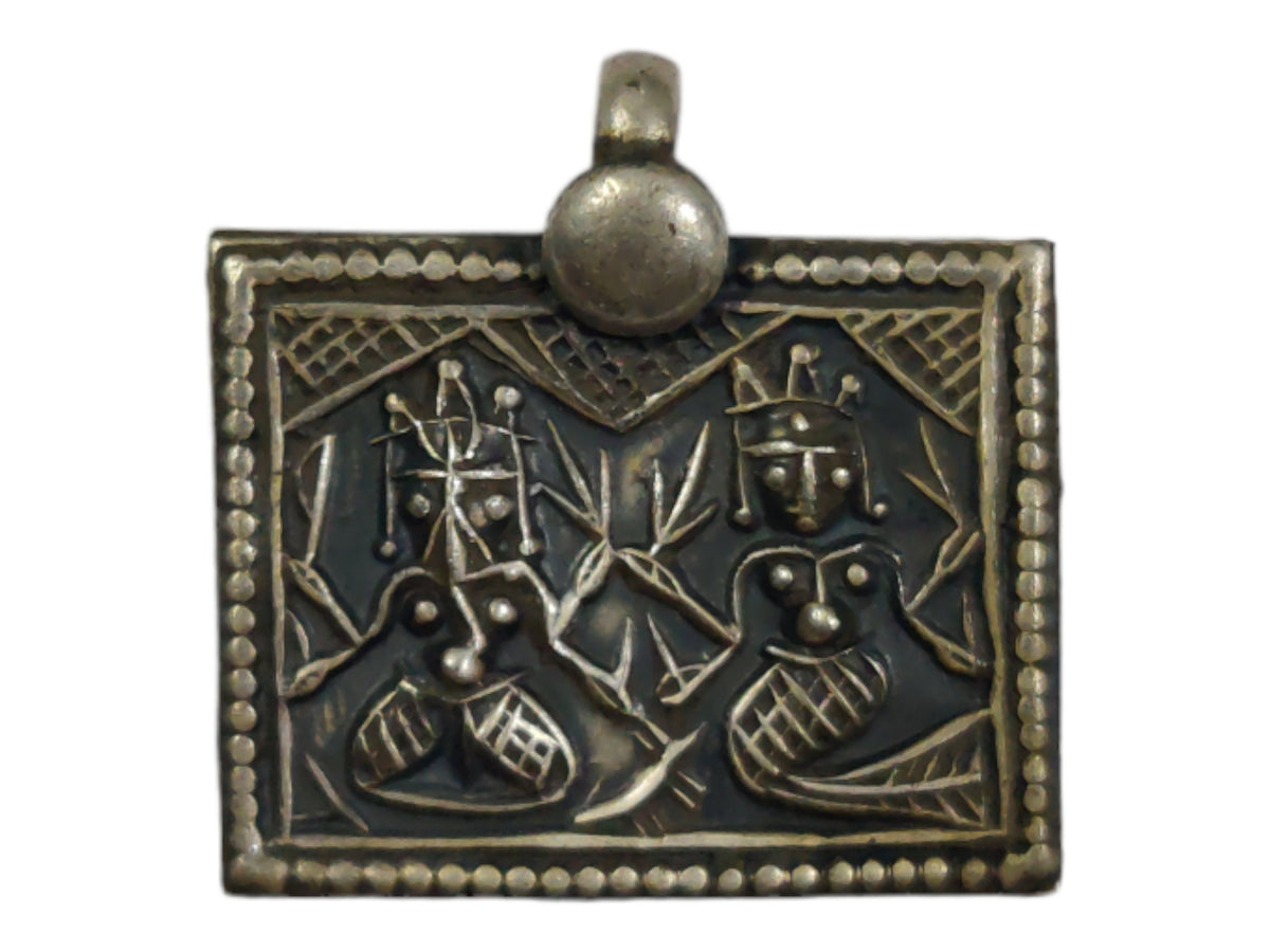 Oxidized Sterling Silver Lakshmi Ganesha Pendant, Tribal Hindu God Amulet, Spiritual Jewelry