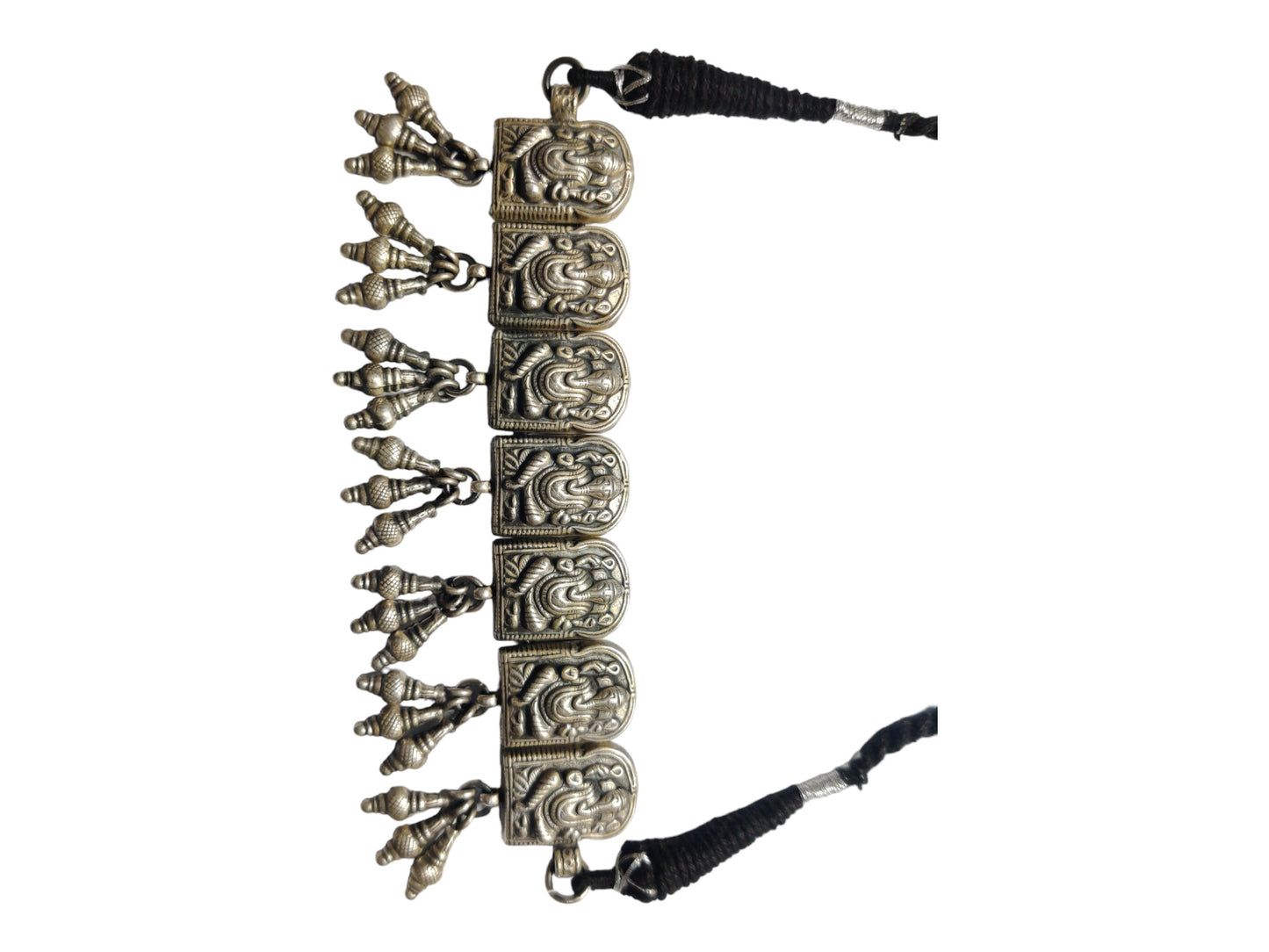Pure Silver Ganesha Choker Necklace with adjustable length