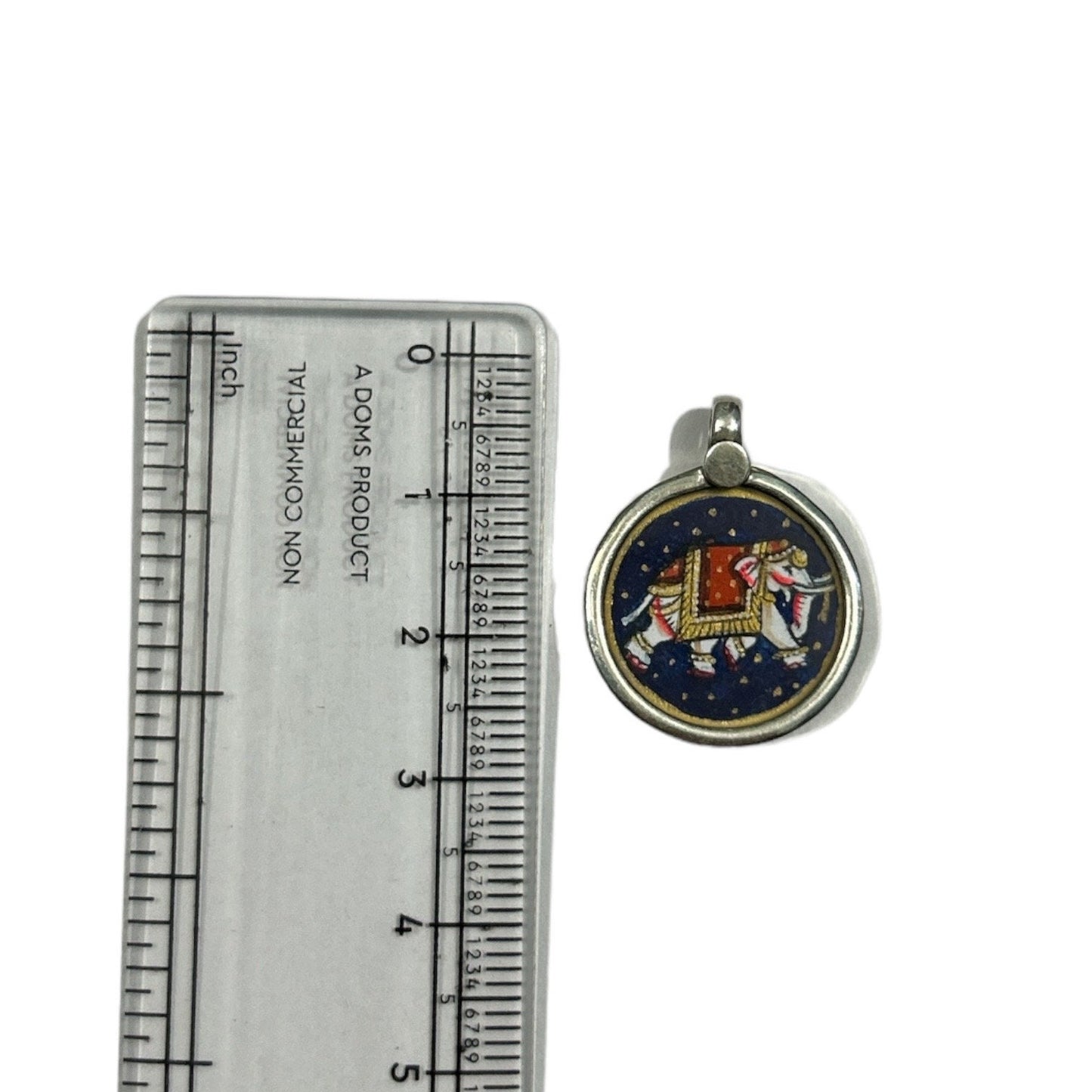 925 Sterling Silver Elephant Pendant, Handpainted Glass India Charm Necklace