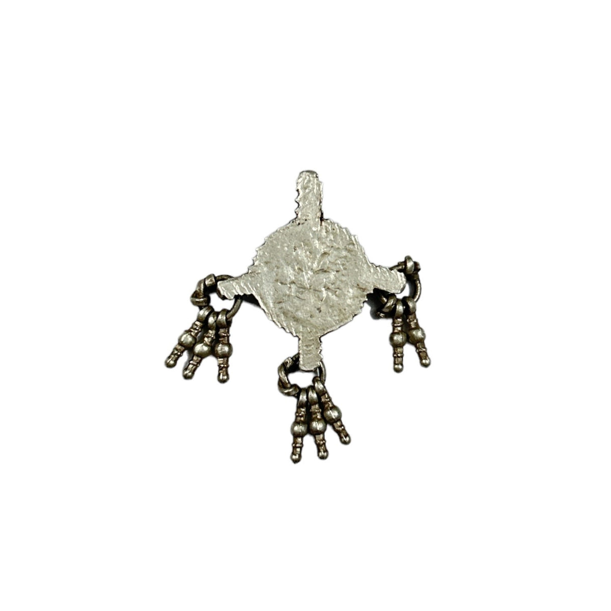 Vintage Tribal Old High Grade Silver Pendant with Glass Stones, Handmade Jewelry