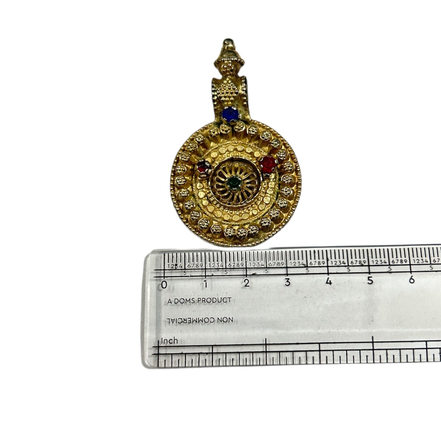 Vintage High Grade Old Silver Rajasthani Amulet Pendant with Glass Stones, Tribal Jewelry