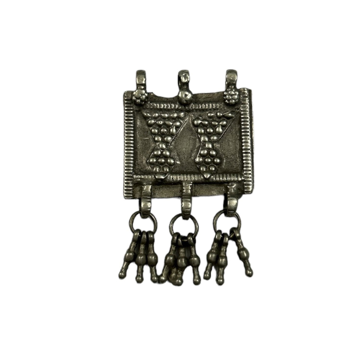 Vintage 1990s 925 Sterling Silver Tribal Amulet Pendant with Bells, Handmade Jewelry