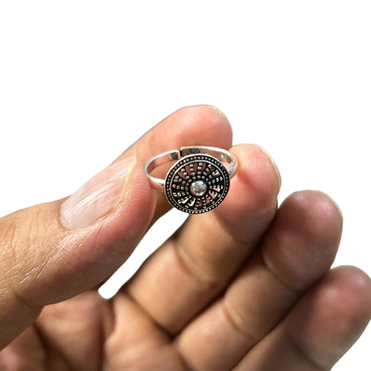 Adjustable 925 Sterling Silver Boho Rings, Flower Mandala Sunburst & Vintage Rose