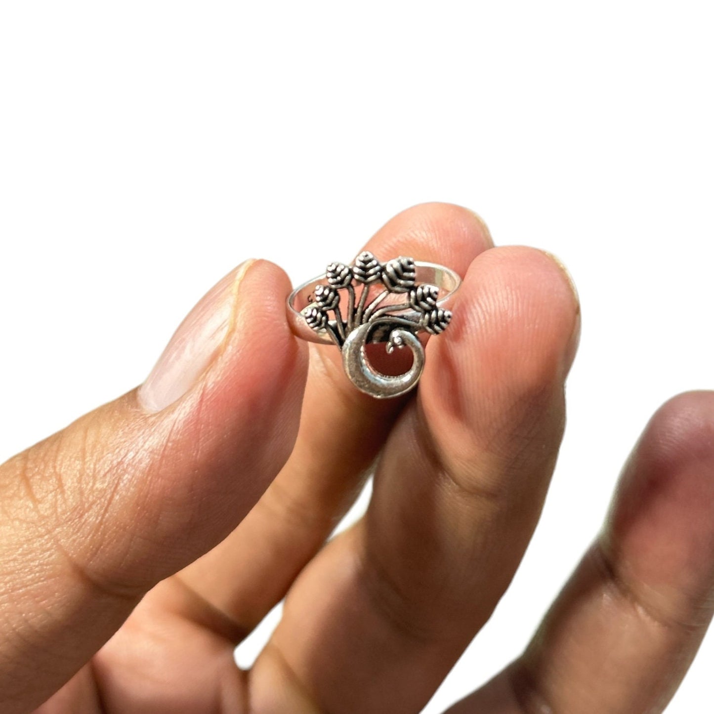 Adjustable Sterling Silver Floral Rings, Lotus Leaf Filigree Bloom Vine Twist & Oval