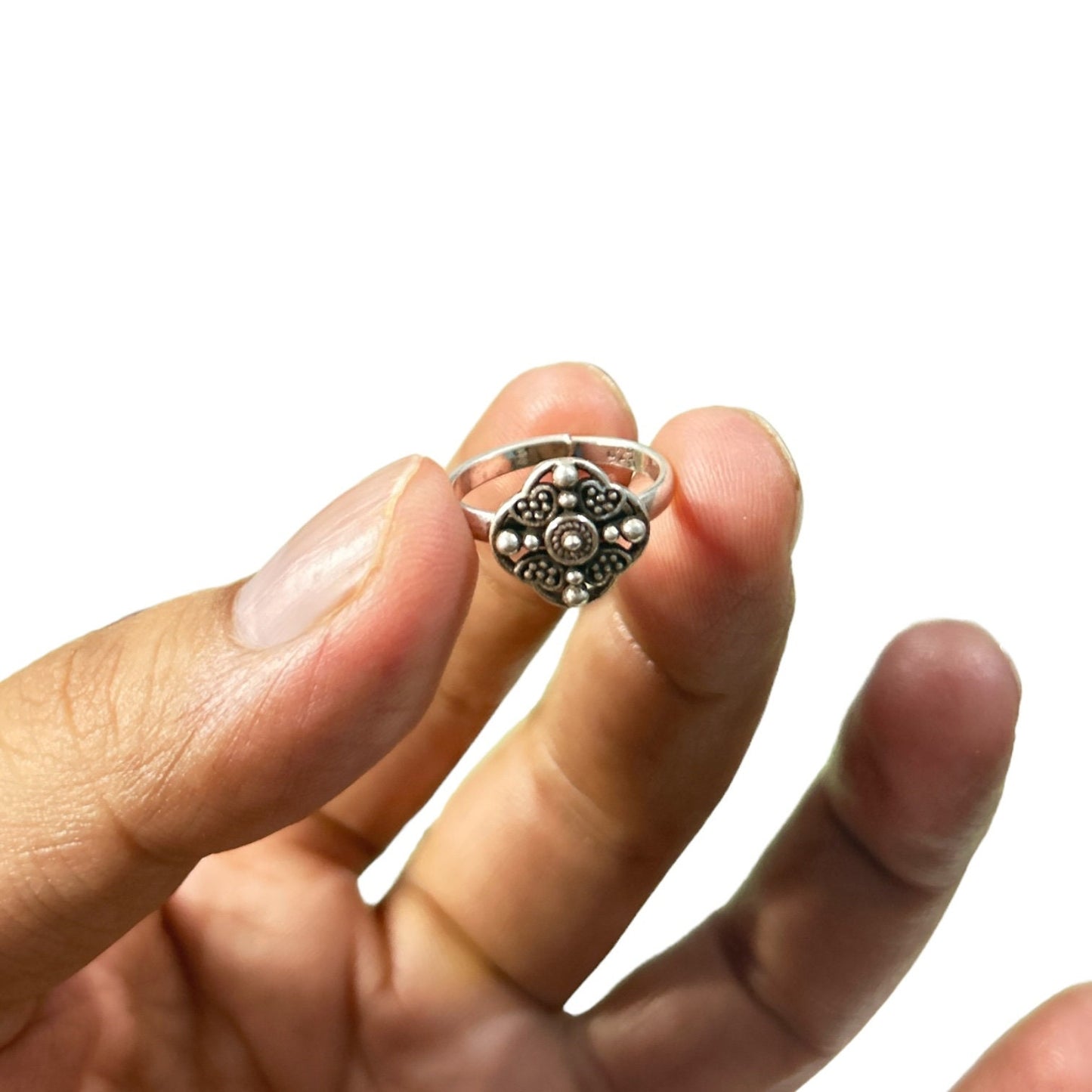 Adjustable Sterling Silver Floral Rings, Lotus Leaf Filigree Bloom Vine Twist & Oval