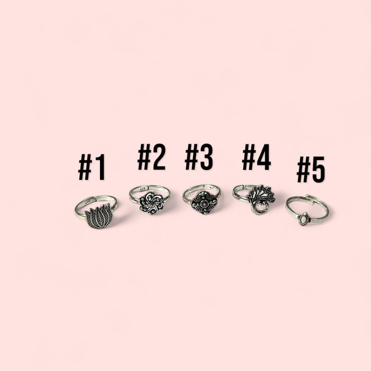 Adjustable Sterling Silver Floral Rings, Lotus Leaf Filigree Bloom Vine Twist & Oval