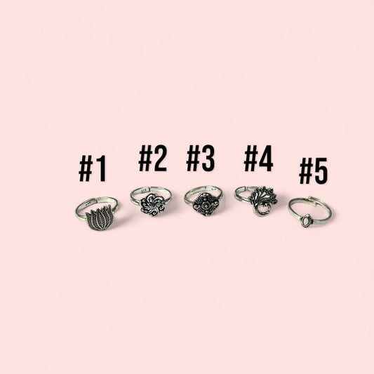 Sterling Silver Adjustable Floral Rings • Lotus Leaf Filigree & Bloom Vine Designs • Handmade Botanical Statement Jewelry • Elegant Nature-Inspired Gift