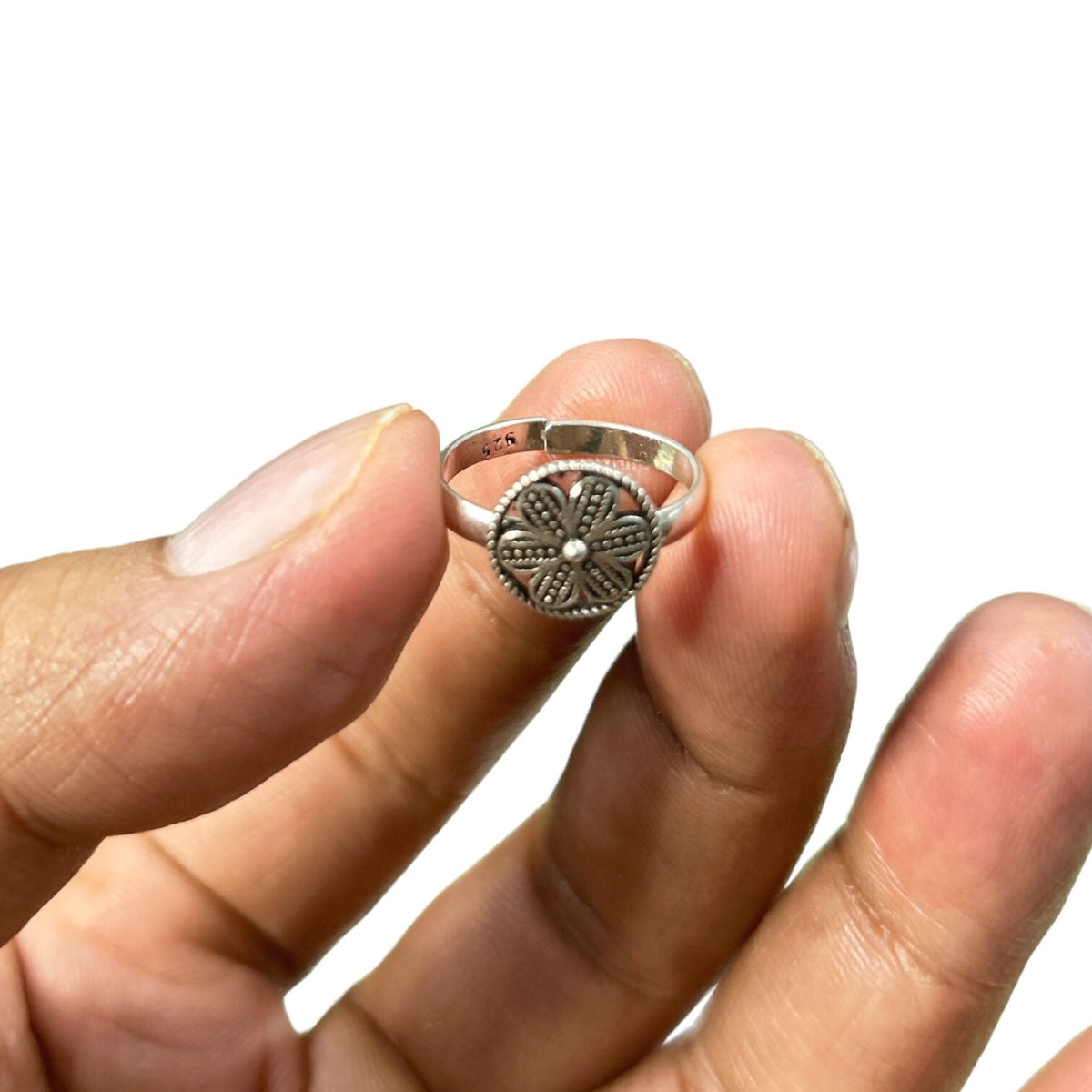 Adjustable Sterling Silver Floral Rings, Daisy Mandala Leaf Tulip & Classic Flower Jewelry