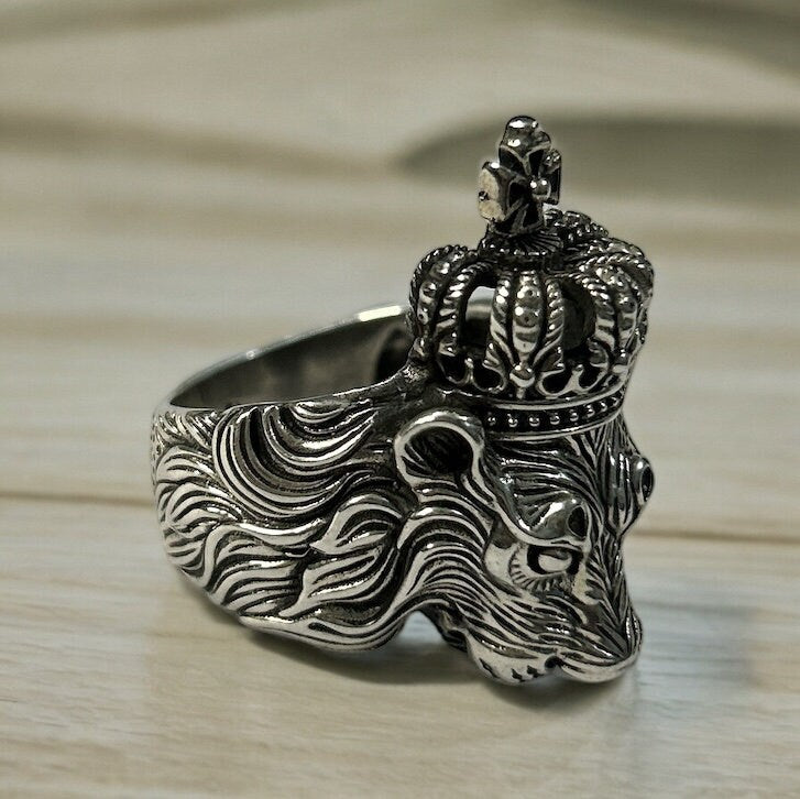 925 Sterling Silver Lion Ring, US Size 10.5, Bold Mens Statement Ring Gift