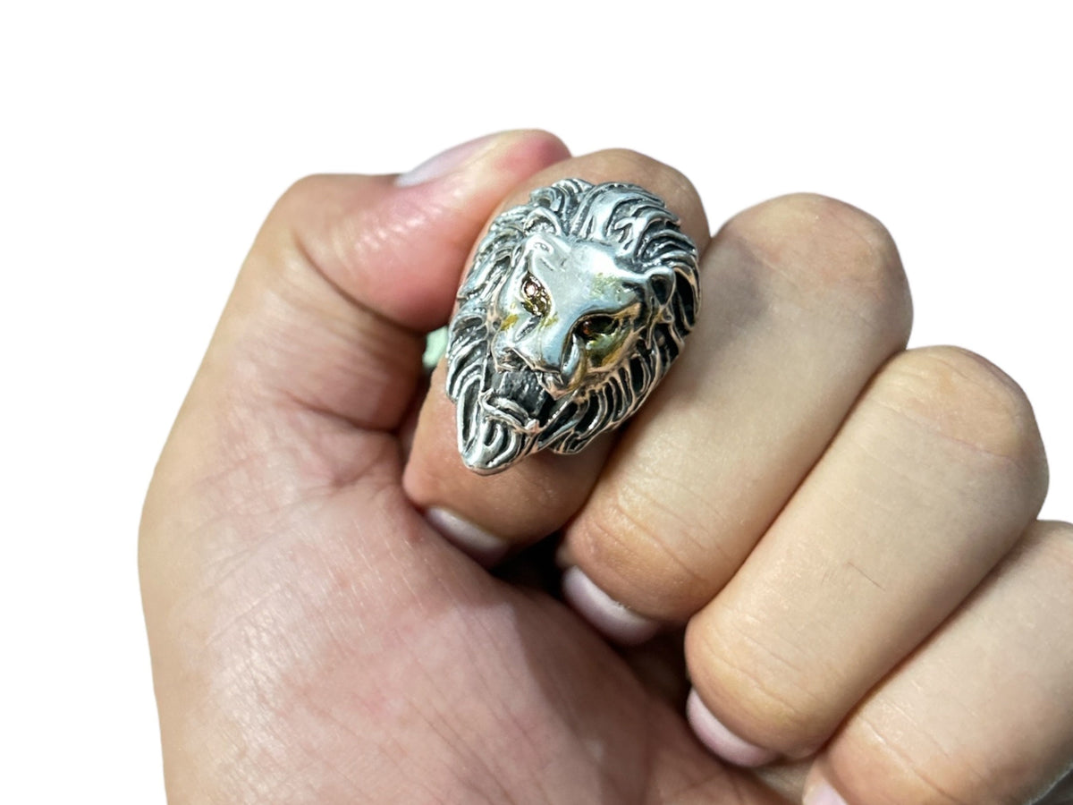 Royal 925 Sterling Silver Lion Ring, US Size 8, Mens Jewelry Gift