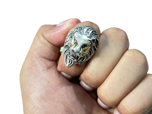 Royal 925 Sterling Silver Lion Ring • Mens Statement Animal Jewelry • King Lion Design • US Size 8 • Handmade Silver Gift for Him