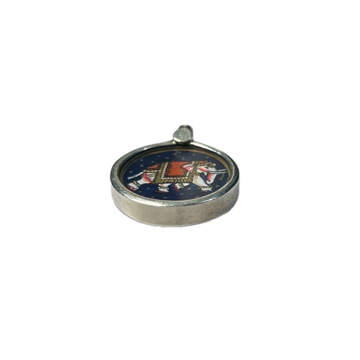 925 Sterling Silver Elephant Pendant, Handpainted Glass India Charm Necklace