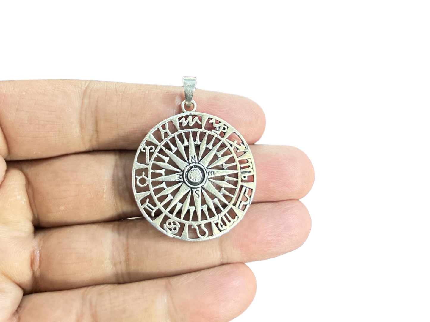 925 Sterling Silver Compass Pendant Necklace, Travel Nautical Jewelry Gift, Wanderlust Explorer Charm