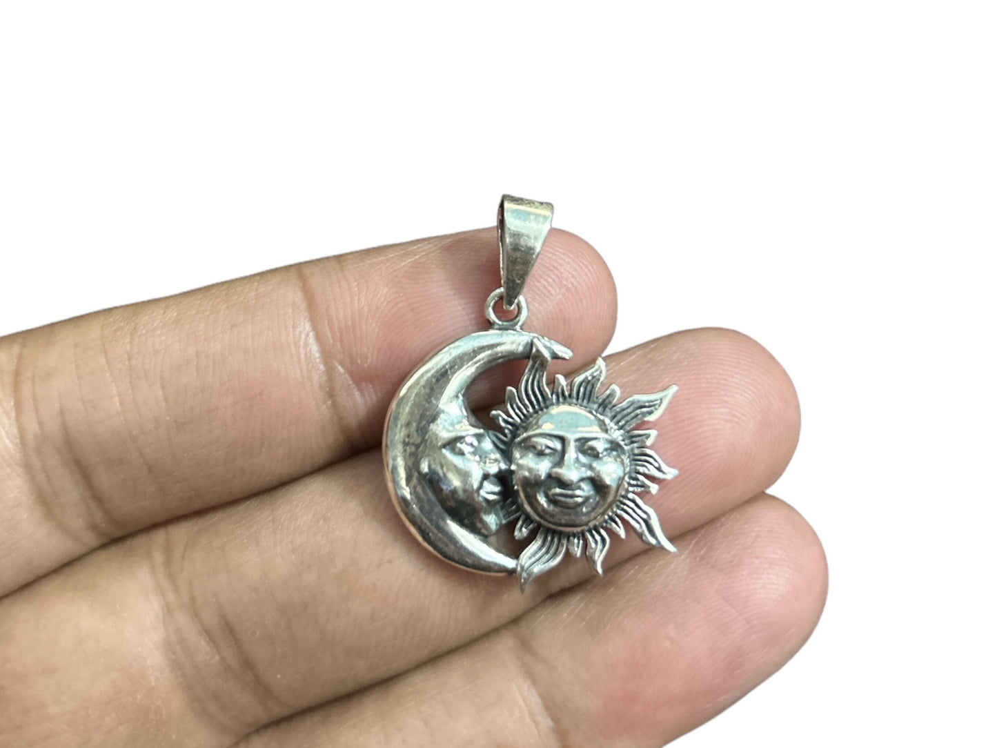 925 Sterling Silver Sun and Moon Pendant Necklace, Celestial Balance Jewelry, Spiritual Cosmic Gift