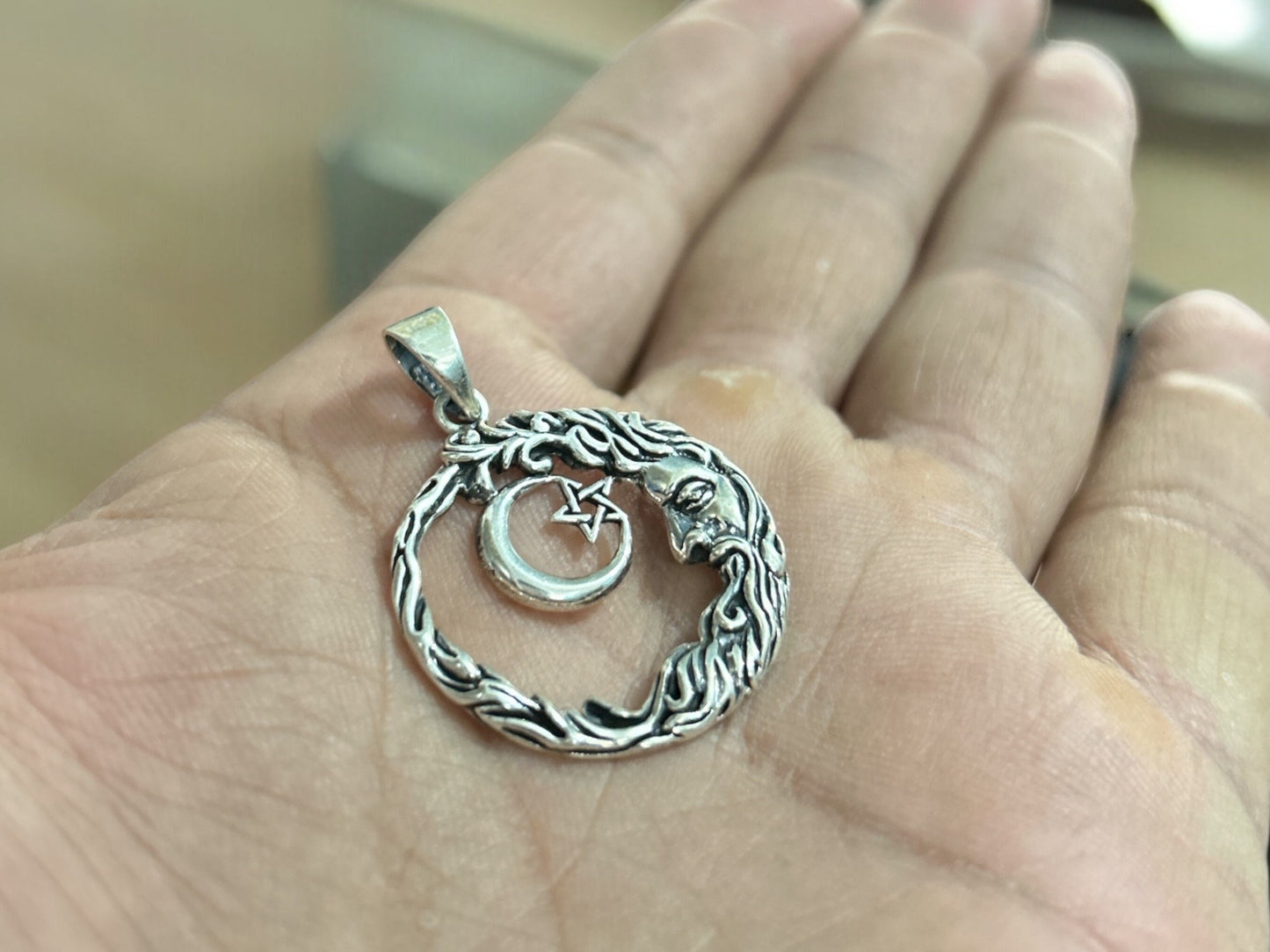 925 Sterling Silver Crescent Moon & Star Pendant Necklace, Handmade Celestial Jewelry, Lunar Nature Charm Gift for Her/His