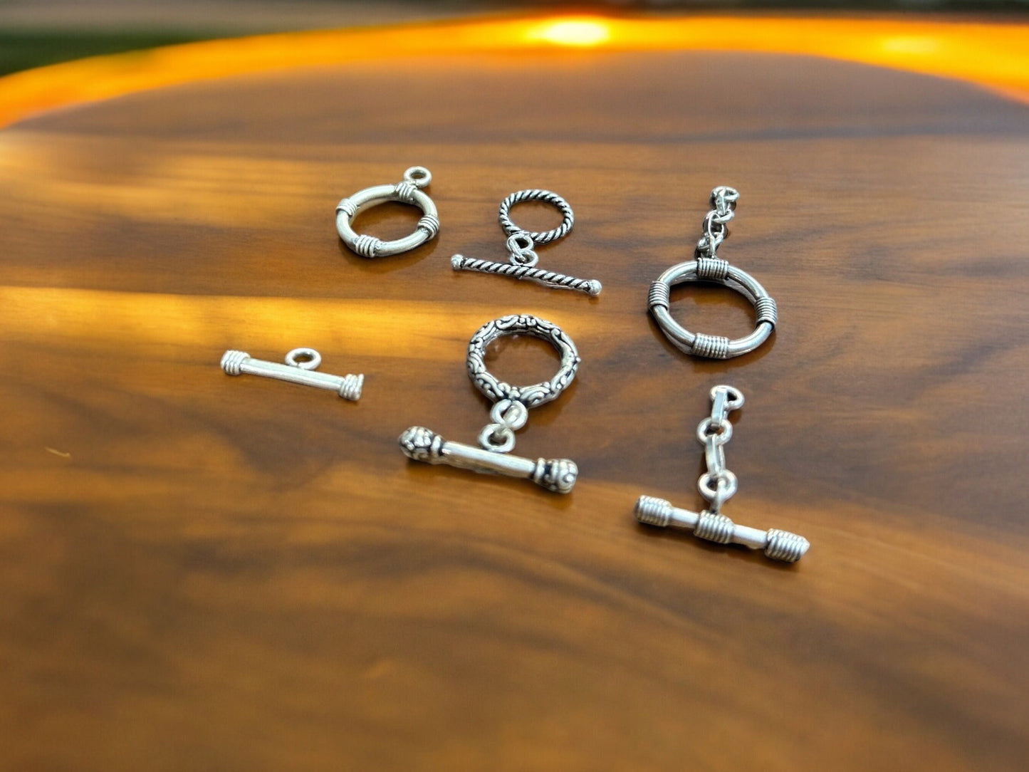 Handmade 925 Sterling Silver Oxidized Toggle Clasp Set for Jewelry Making, Vintage Style Findings, Durable Silver Craft Components