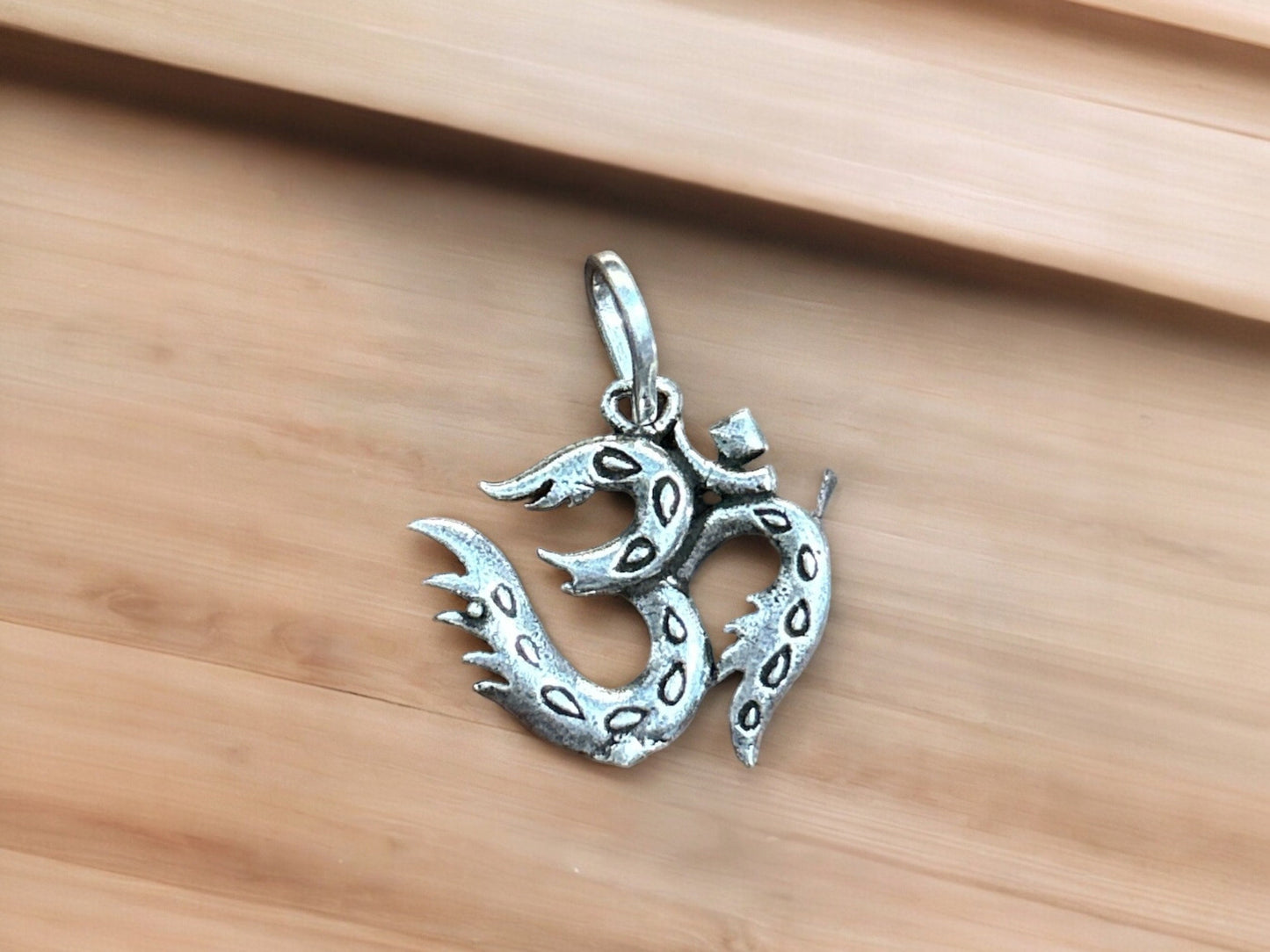 Sterling Silver Om Pendant Necklace, 925 Handmade Spiritual Jewelry, Meditation Symbol Gift, Hindu Yoga Charm, Peaceful Minimalist Necklace