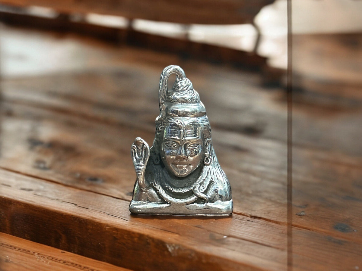 Sterling silver Shiva pendant necklace, handmade, oxidized detail