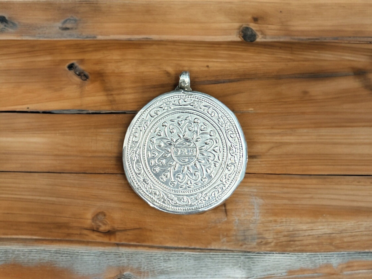 925 Sterling Silver Sun/Surya Pendant Necklace, Hand-Painted Glass Framed Solar Art Jewelry, Celestial Sun Charm Gift