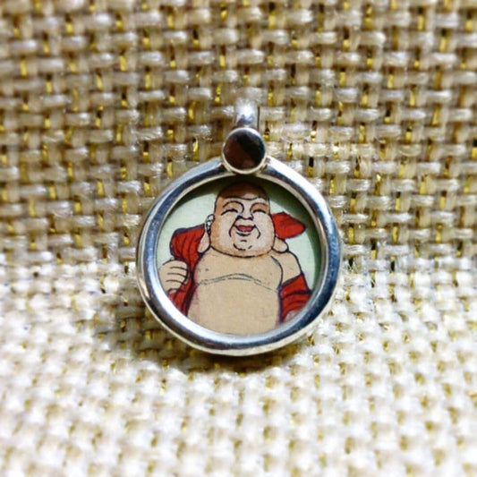 925 Sterling Silver Laughing Buddha Pendant Necklace • Hand-Painted Buddha Charm • Spiritual Good Luck Jewelry • Meaningful Gift for Men & Women