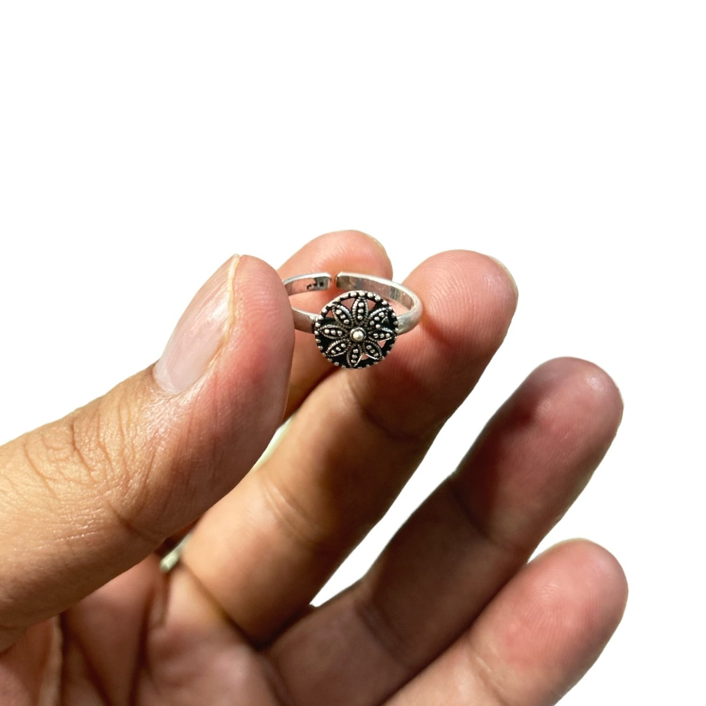 Adjustable 925 Sterling Silver Boho Rings, Flower Mandala Sunburst & Vintage Rose