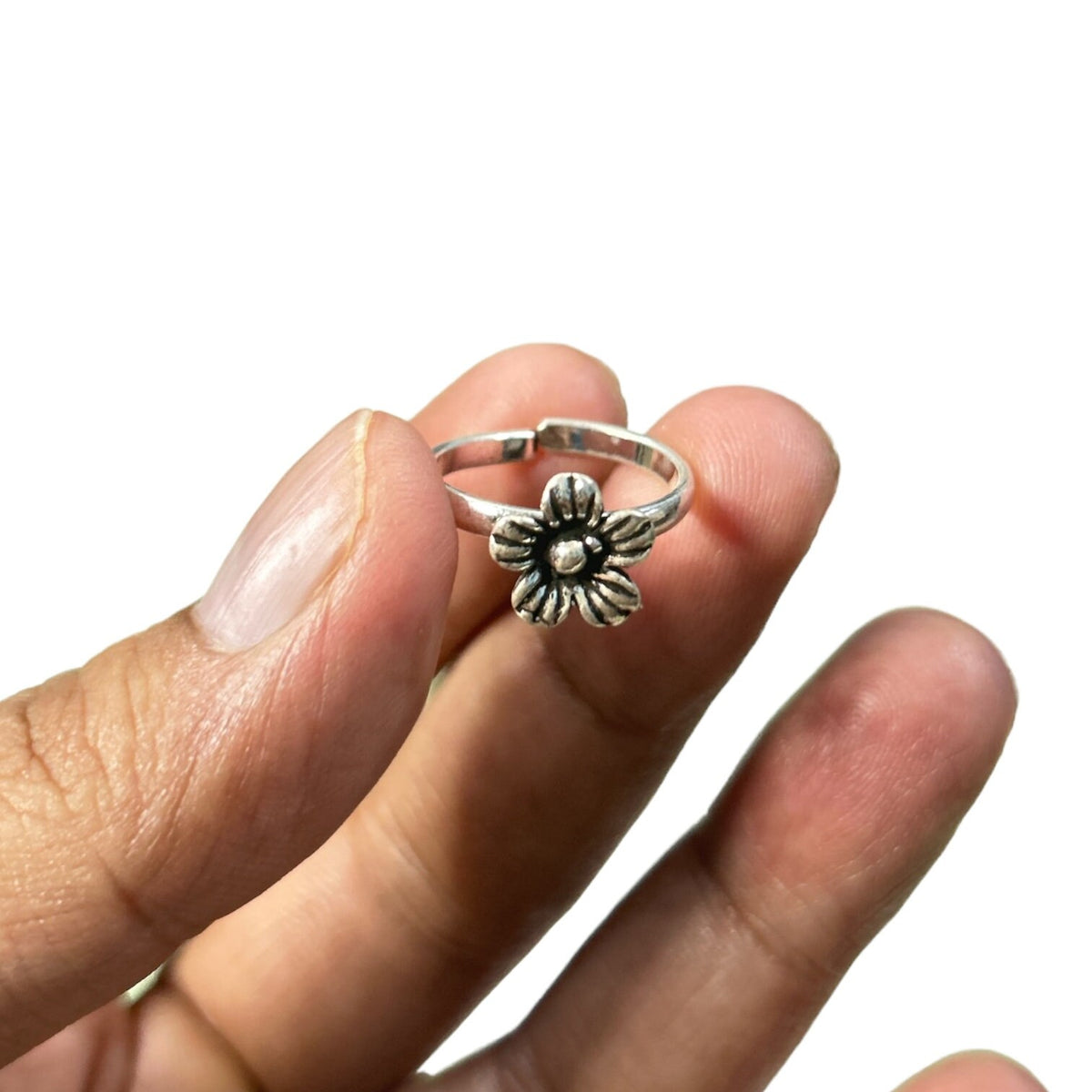 Adjustable Sterling Silver Floral Rings, Daisy Mandala Leaf Tulip & Classic Flower Jewelry