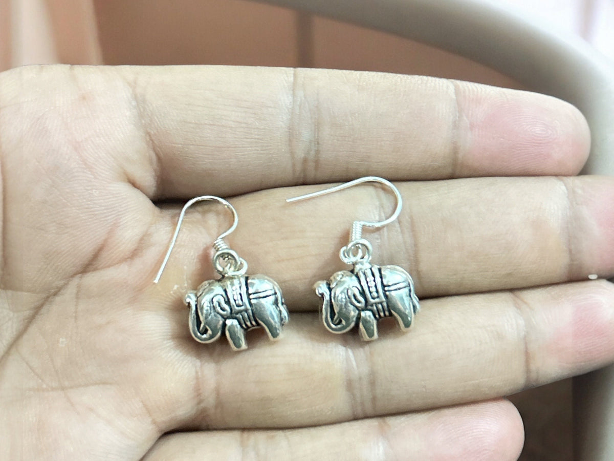 925 Sterling Silver Elephant Earrings, Elephant Charm Dangle Earrings, Elephant Charm, Elephant Pendant, Simple Earrings, Gifts for her