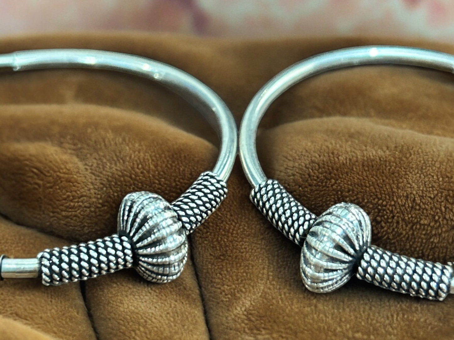 Sterling Silver 925 Bali Hoop Earrings, Indian Big Size Bali Hoop Earrings, Large Silver Hoop Earrings, Handmade Hammered Oxidized Silver