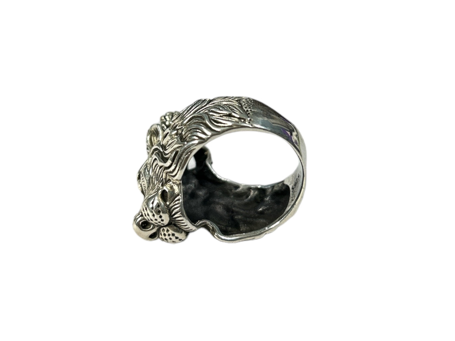 925 Sterling Silver Lion Ring, US Size 10.5, Bold Mens Statement Ring Gift